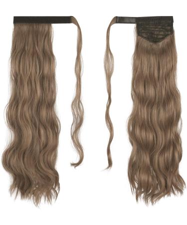 FESHFEN 60cm Long Wavy Ponytail Extension | Light Golden Brown & Pale Golden Blonde Mix | Clip-in Synthetic Hairpiece for Women - Buy Online on GoSupps.com