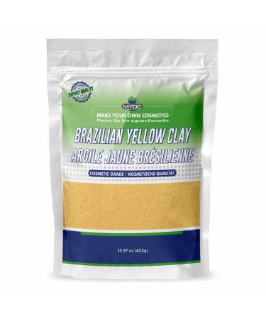 Myoc Brazilian yellow clay earth natural clay earth in cosmetics quality for facial masks soaps body packs and DIY skin care 453 g 453 g 1er Pack