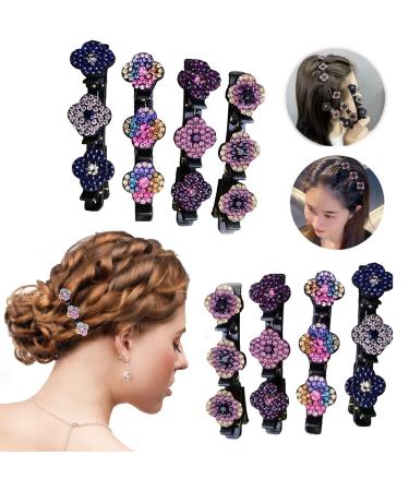 Crystal Stone Braided Hair Clips - Sparkling Multi Clip Barrette with Rhinestones for Styling - 8 Pack - Buy Online on GoSupps.com