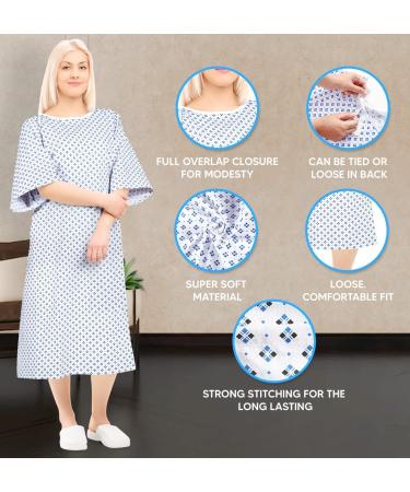 Prime Hospital Gown for Men and Women - Soft Cotton Blend - Wrinkle-Free - Fits Up to 2XL - Multipurpose Patient Gown - Reusable & Washable - Buy Online on GoSupps.com
