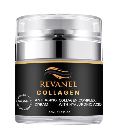 REVANEL Premium Collagen Complex with Hyaluronic Acid 100% Organic Face Cream Hydrating Anti-Aging & Nourishing Skincare 50ml / 1.7 fl.oz.