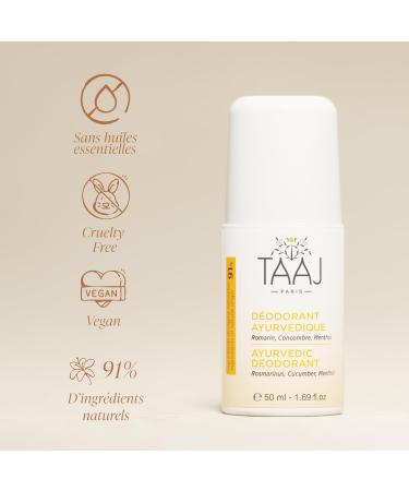  TAAJ TAAJ | Natural Ayurvedic Deodorant | Clean and Fragrant Armpits | Anti-Perspirant and Leaves No Trace | Long Lasting Protection | Made in France | Vegan | CrueltyFree | Pack of 2 x 50 ml - Buy Online on GoSupps.com