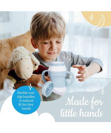 Toddler Straw Sippy Cups Set - Soft Silicone Training Cup with Non-Slip Handle, No-Spill Lid, PA Free, Dishwasher Safe - Blue & Orange - Buy Online on GoSupps.com
