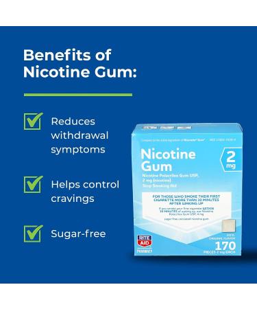 Rite Aid Nicotine Gum 2mg Original Flavor - 170 Pieces | Quit Smoking Aid - Buy Online on GoSupps.com