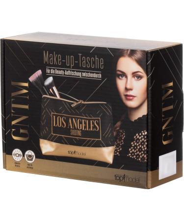 Brandselle Women's Cosmetic Bag | Stylish Make-Up Bag | Cultural Motif Design Inspired by Germany's Next Top Model | Gold & Black | 20x14x8 cm | International Shipping Available - Buy Online on GoSupps.com