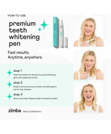 Zimba Travel Teeth Whitening Pen - Effective Travel-Friendly Stain Remover for Coffee Wine & Soda - Easy to Use Gel Whitening - 1 Fl Oz (Pack of 1 - Buy Online on GoSupps.com