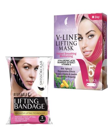 Double Chin Reducer V Line Lifting Mask + Reusable Face Slimming Strap Lifting Bandage Chin Up Patch Chin V Up Contour Tightening