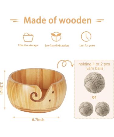 UNAYMIDY Wooden Yarn Bowl with 12 Crochet Hooks - Large 6.7 Brown Knitting Holder Dispenser for Crocheting - Buy Online on GoSupps.com