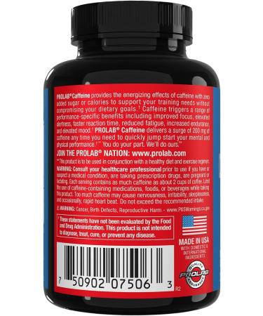 ProLab Caffeine Tablets 200mg - 200 ct | Boost Energy Enhance Endurance & Focus Reduce Fatigue | Pre-Workout Extra Strength - International Shipping Available - Buy Online on GoSupps.com