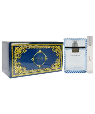 Versace Eau Fraiche for Men 3-Piece Set: 3.4oz EDT Spray, 10ml Travel Spray, Blue Trousse - Buy Online on GoSupps.com