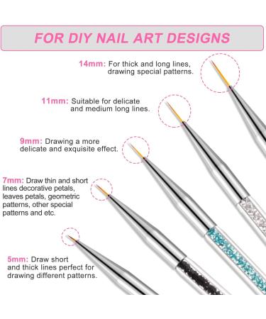 Hanyousheng 5pcs Double Ended Nail Art Brushes and Dotting Tools Set for DIY Nail Designs - Buy Online on GoSupps.com