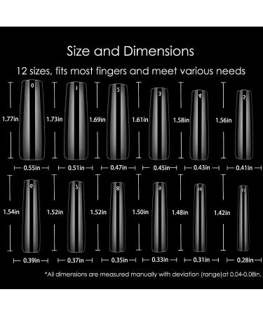 Wellquinn No C Curve Square Nail Tips - 360pcs Extra Long Clear Acrylic XXL False Nails - Buy Online on GoSupps.com