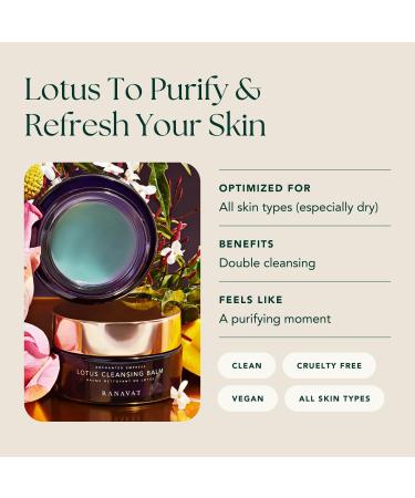 RANAVAT Lotus Facial Cleansing Balm - Gel to Milk Makeup Remover | Resurfacing Cleanser with Blue Tansy & Jasmine | All Skin Types (3.4 oz) - Shop Internationally - Buy Online on GoSupps.com