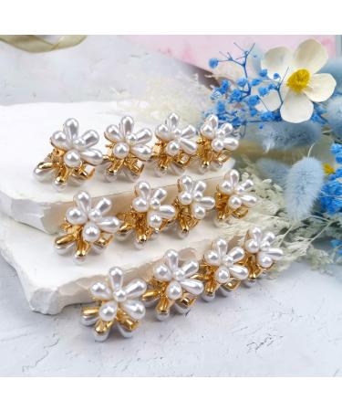 12 Pack Small Pearl Flower Hair Claw Clips - Cute Barrettes for Women and Girls - Non-Slip Mini Hair Pins - Pearl White Hair Accessories - Buy Online on GoSupps.com