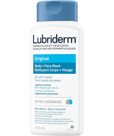 Lubriderm Original Body + Face Wash Hydrating Body Wash + Moisturizing Facial Cleanser with Pro-Ceramide & Shea Butter to Gently Cleanse Light Fragrance & Hypoallergenic 473mL - Buy Online on GoSupps.com