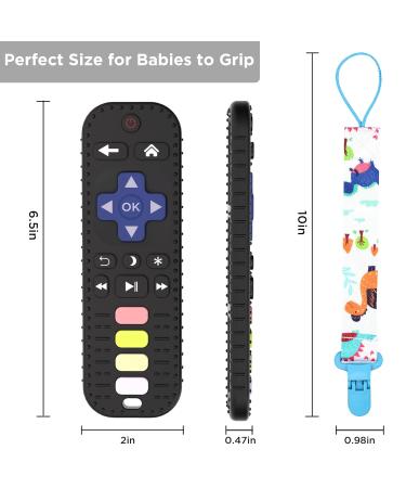 JIECH Remote Teether Toys 2 Pack for Babies 0-12 Months | Soft Silicone Teething Toys for Infant Toddlers | BPA Free Chew Toys | Early Educational Sensory Toy (Black+Gray) - Buy Online on GoSupps.com