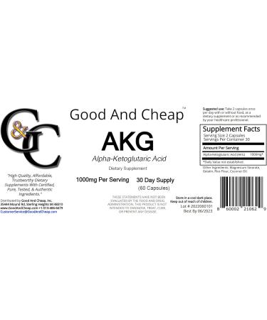 AKG Supplement 1000mg 60 Capsules - Calcium Alpha Ketoglutaric Acid - 30 Day Supply - Buy Online on GoSupps.com