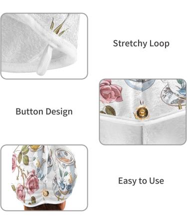 Flower Cups Hair Towel 2 Pack | Super Absorbent Quick Dry Turbans for Women & Girls - Buy Online on GoSupps.com