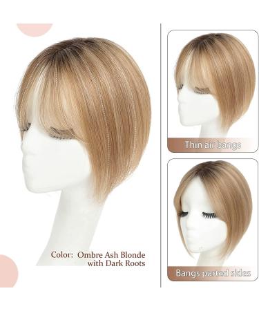 Hair Toppers for Women Real Human Hair Toppers Hair Pieces for Women with Thinning Hair Human Hair Toppers with Bangs Clip in Hair Extensions Ombre Ash Blonde with Dark Roots - Buy Online on GoSupps.com