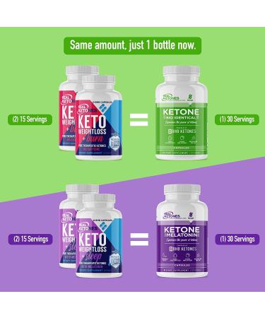 Real Ketones Melatonin Day & Nighttime Keto Pills - 30 Day Supply, 2000mg D-BHB Exogenous BHB Supplement Capsules for AM & PM Ketosis - Buy Online on GoSupps.com