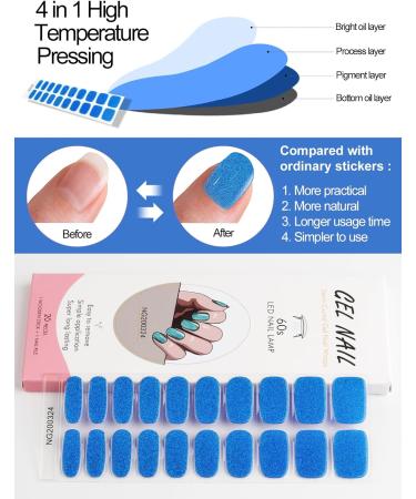Kalolary 20PCS Nail Gel Polish Strips | Glitter Dark Blue | Self-Adhesive Nail Wraps for UV/LED Lamp | Full Coverage Stickers - Buy Online on GoSupps.com