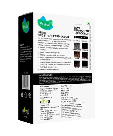 Vegetal Safe Color - Soft Black 25g | Certified Organic Chemical-Free Allergy-Free Beard Hair Color for Men - No Ammonia Formula - Buy Online on GoSupps.com