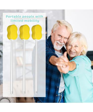 3 Long Handle Bath Sponges 22.4'' Lightweight Back Washer Handled Butt Scrubber - Yellow Sponge - Buy Online on GoSupps.com