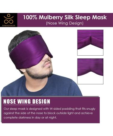 Samadhaan 100% Mulberry Silk Eye Mask for Sleeping - Adjustable Headband - Blackout Mask for Side Sleepers - Flight Essentials - Purple Masks - Buy Online on GoSupps.com