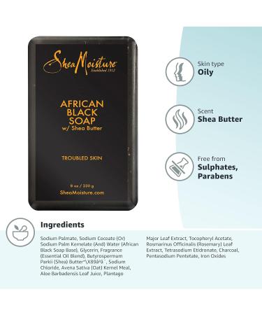 SheaMoisture African Black Soap Bar for Troubled Skin 8 oz (Pack of 2) | Natural Cleanser with Shea Butter International Shipping Available - Buy Online on GoSupps.com