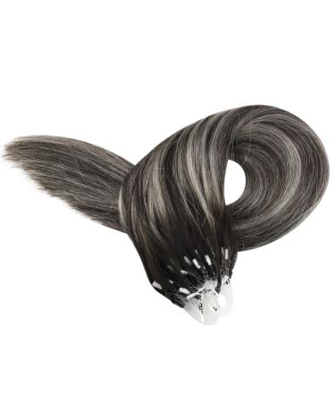 Youngsee Microring Extensions - Real Hair Silver & Black Ombre 35cm | 50g Short Microring Hair Extensions - Buy Online on GoSupps.com