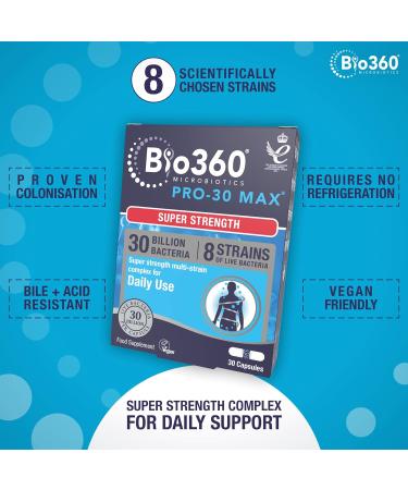 Natures Aid Bio360 Pro-30 MAX (30 Billion Bacteria) 30 Capsules - Probiotic Supplement - Buy Online on GoSupps.com