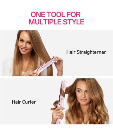Buy 360 Airflow Styler 2 in 1 Curling Iron & Hair Straightener - Adjustable Dual Voltage Perfect for All Hair Types Pink - International Shipping Available - Buy Online on GoSupps.com