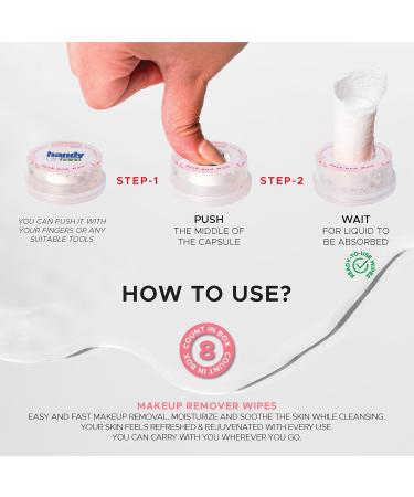 Handy Towel Face Care Wipes | Travel-Size Makeup Remover Wipes with Rose Water | 8 Count Individually Wrapped Cleansing Towelettes - Buy Online on GoSupps.com