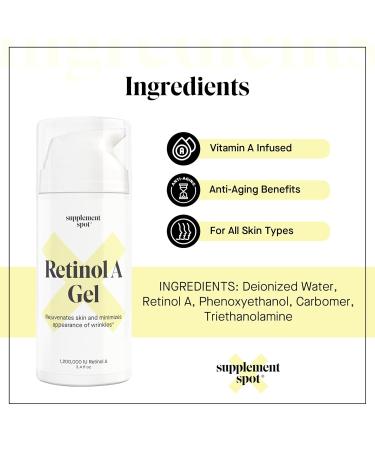 Retinol-A Gel | Best Anti-Aging Moisturizer for Fine Lines & Wrinkles | Daily Vitamin A Facial Gel | Smooth Firm Youthful Skin (3.4 oz - Buy Online on GoSupps.com