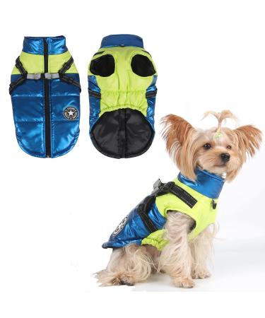 Dog jacket for the winter waterproof dog coat puppy warm jacket clothing vest reflective vest dog clothing windproof dog jacket for cold weather for small medium dog (blue m) m blue