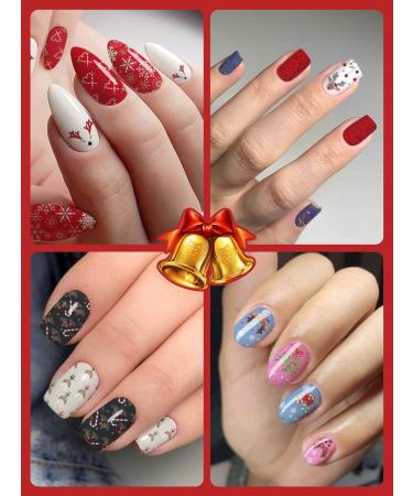 12 Sheets Christmas Nail Stickers Wraps EBANKU Adhesive Full Nail Wraps Santa Claus Snowflake Elk Design Nail Art Decals Strips with 1 Piece Nail Files for Women Girl Christmas Nail Decoration - Buy Online on GoSupps.com