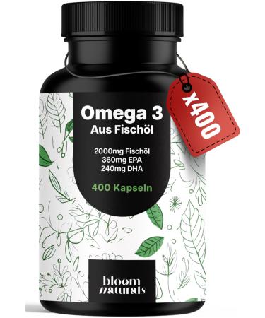 Supplement Hub Omega 3 Capsules High Dose 400 Capsules with 2000mg EPA 360mg & DHA 240mg Fish Oil per Daily Dose Omega 3 Fatty Acids Produced in Germany Laboratory Tested