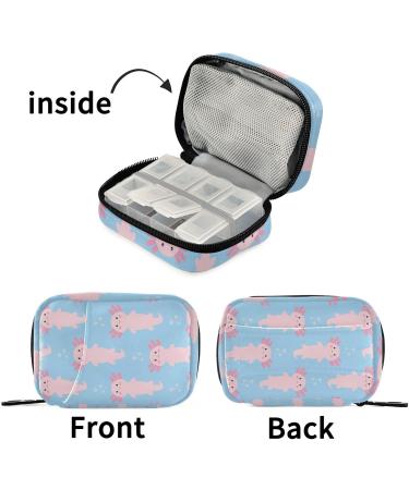 Buy Pfrewn Cute Cartoon Axolotl 7-Day Pill Organizer - Portable Travel Medicine & Vitamin Holder - Buy Online on GoSupps.com