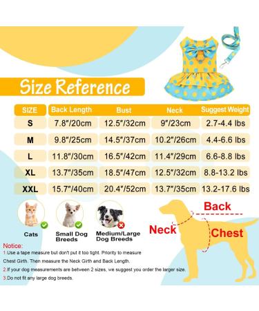Anchor Pattern Dog Harness Dress with Leash Set | Small Yellow Puppy Princess Pet Clothes | Doggie Outfit for Small Dog Girl - Buy Online on GoSupps.com