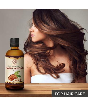 Pure Almond Oil 100ml - Nourishing & Refined - Intensive Care for Face Body Hair Skin & Lips - Perfect for Massage - Glass Bottle - Buy Online on GoSupps.com