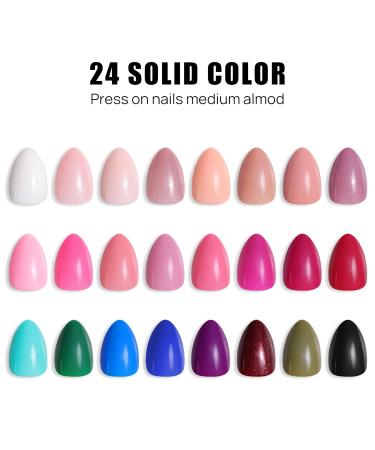 Shop 576 Pcs Short Almond Press On Nails - Soft Gel Full Cover Acrylic Nail Art | 24 Colors & 6g Nail Glue for DIY | Perfect International Shipping - Buy Online on GoSupps.com