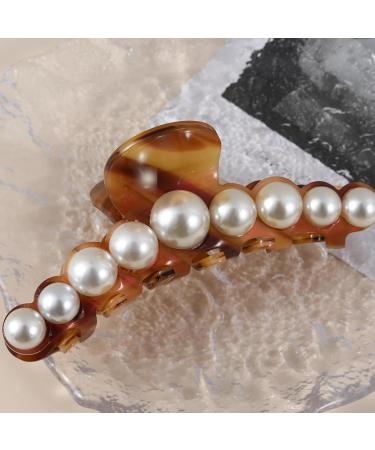 Hair Pearls Claw Clips | Strong Hold Jaw Clips Hair Barrette Clamps Long Jaw Clips Barrettes Fancy Pearl Hair Accessories For Women Girls Styling - Buy Online on GoSupps.com