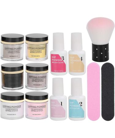 KOSDFOGE Dip Powder Nail Kit Starter Nail Dipping Powder Set Nail Art Powder Top Base Coat Gel Dust Brush Manicure Tool Set(K1215) - Buy Online on GoSupps.com