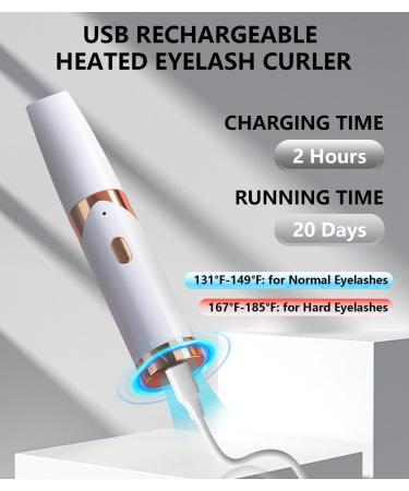 Buy Heated Eyelash Curler - Fast 8s Heat Up 2 Modes USB Rechargeable Long-Lasting Natural Curl - Anti-Burn White - Buy Online on GoSupps.com