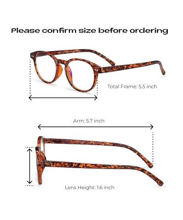 Readerest Round Blue Light Blocking Reading Glasses - Tortoise 3.25x Magnification Stylish Anti Eyestrain & UV Protection for Men & Women - Buy Online on GoSupps.com
