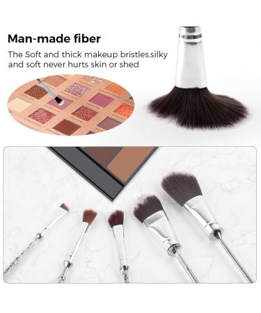 5-Piece Anime Magic Wand Makeup Brush Set - Metal Grip Silver - Foundation Blush Eyeshadow & Concealer - Perfect Gift for Girls & Women - Buy Online on GoSupps.com