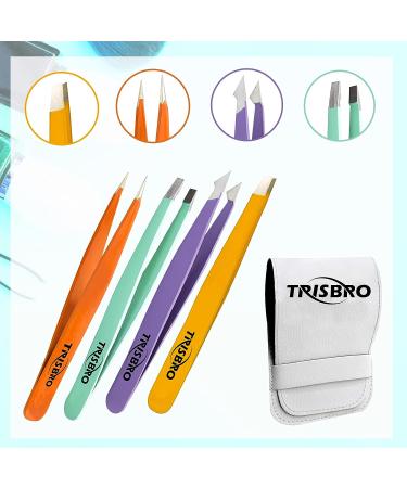 Precision Tweezers Set for Ingrown Hair & Eyebrow Maintenance - Professional Facial Hair & Blackhead Removal - Set of 4, Multi Color - Buy Online on GoSupps.com