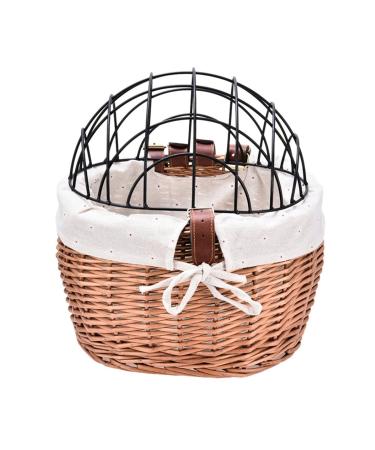 Cat Basket | Wicker Basket For Small Dog Cat Pet Carrier | Front Basket With Wire Mesh Cover | Detachable Pet Carrier | Pet Carrier Front Basket For Dog Puppy Cats