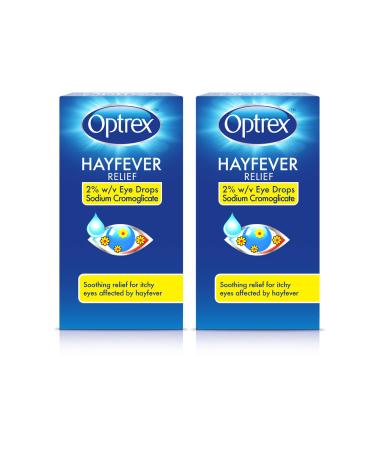 Optrex Hayfever Allergy Relief Eye Drops Soothing for Itchy Dry Tired Eyes 10 ml (Pack of 2) - Buy Online on GoSupps.com