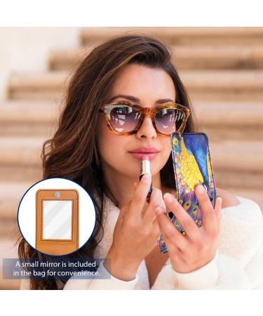 Travel Lipstick Organizer Case - Portable Makeup Bag with Mirror | Colorful Peacock Art Design - Buy Online on GoSupps.com